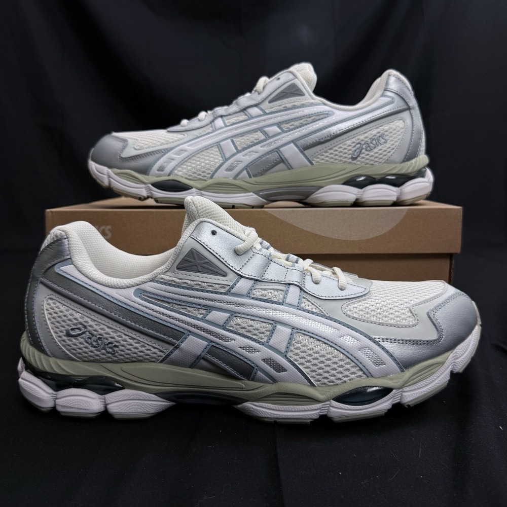Size 14 Asics Gel NYC 2055 Cream Dolphin Grey US Mens Sneakers NEW 1203A542107